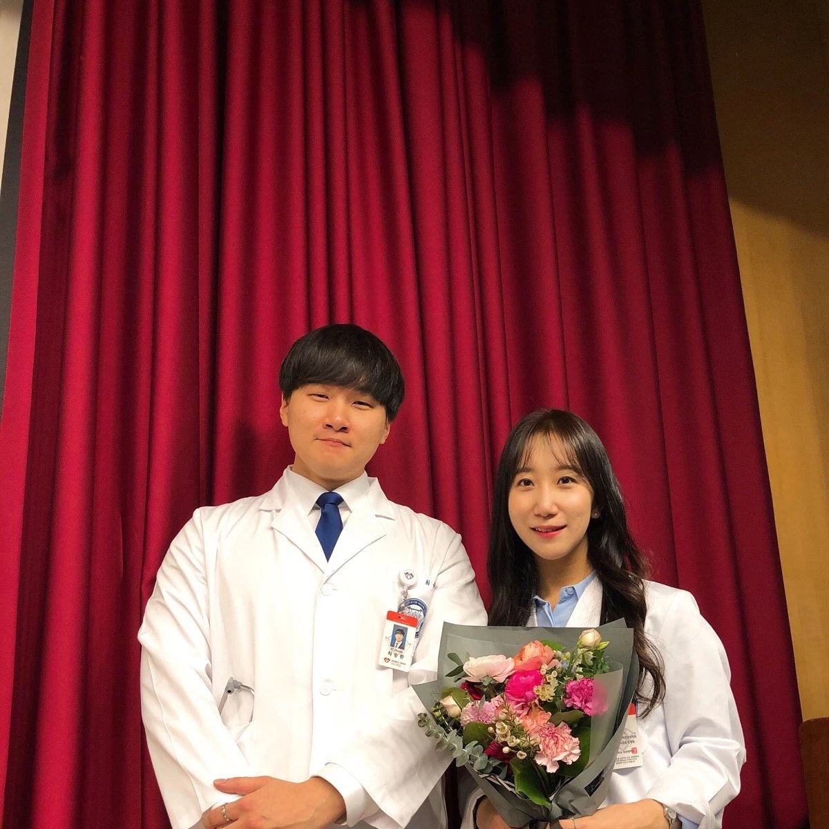 At the white coat ceremony in medical school